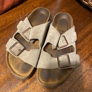 Birkenstocks suede leather taupe color